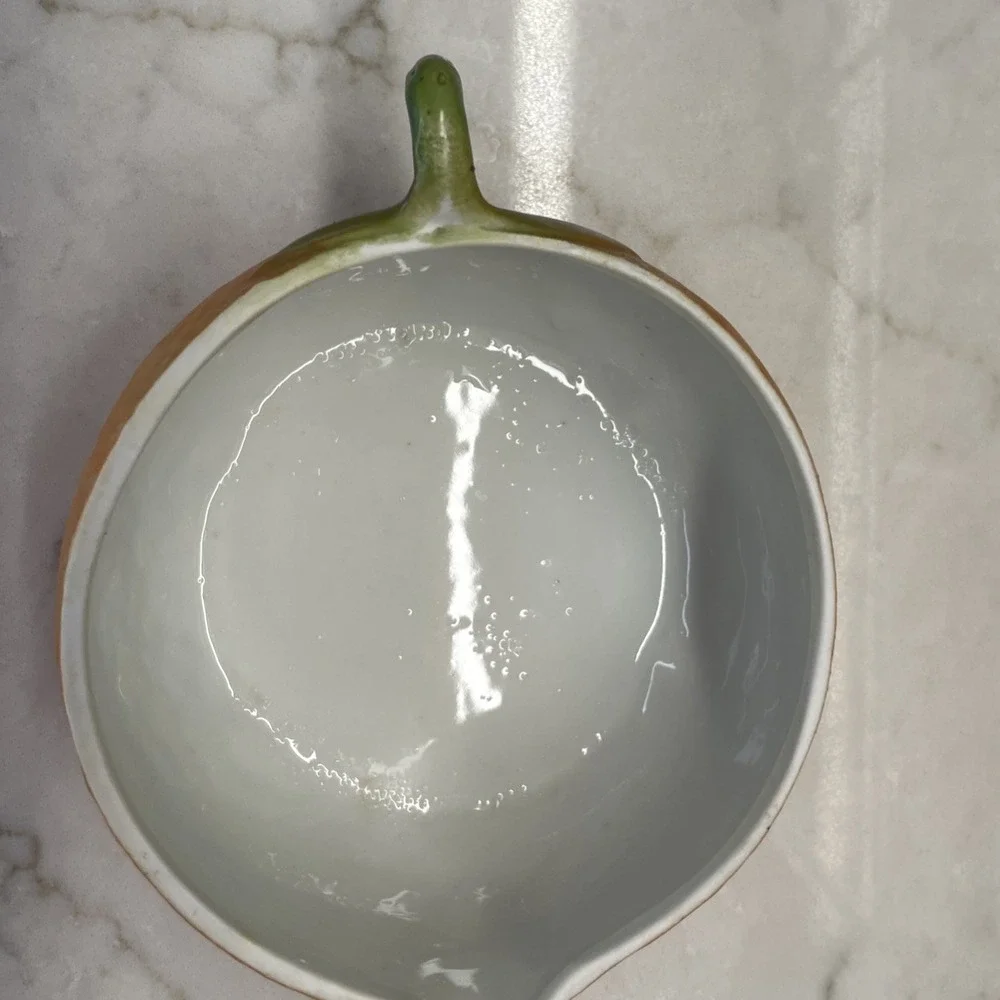 Vintage Ceramic Orange Citrus Juicer Reamer 2-Piece Mid Century Retro Unmarked